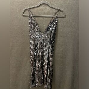 Silver Sequin Party Dress